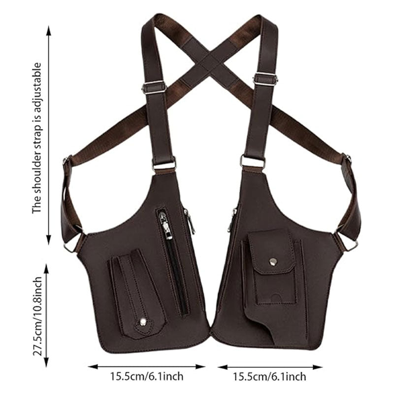 Faux Leather Underarm Sling Bag with Hidden Pocket Anti-Theft Adjustable Strap