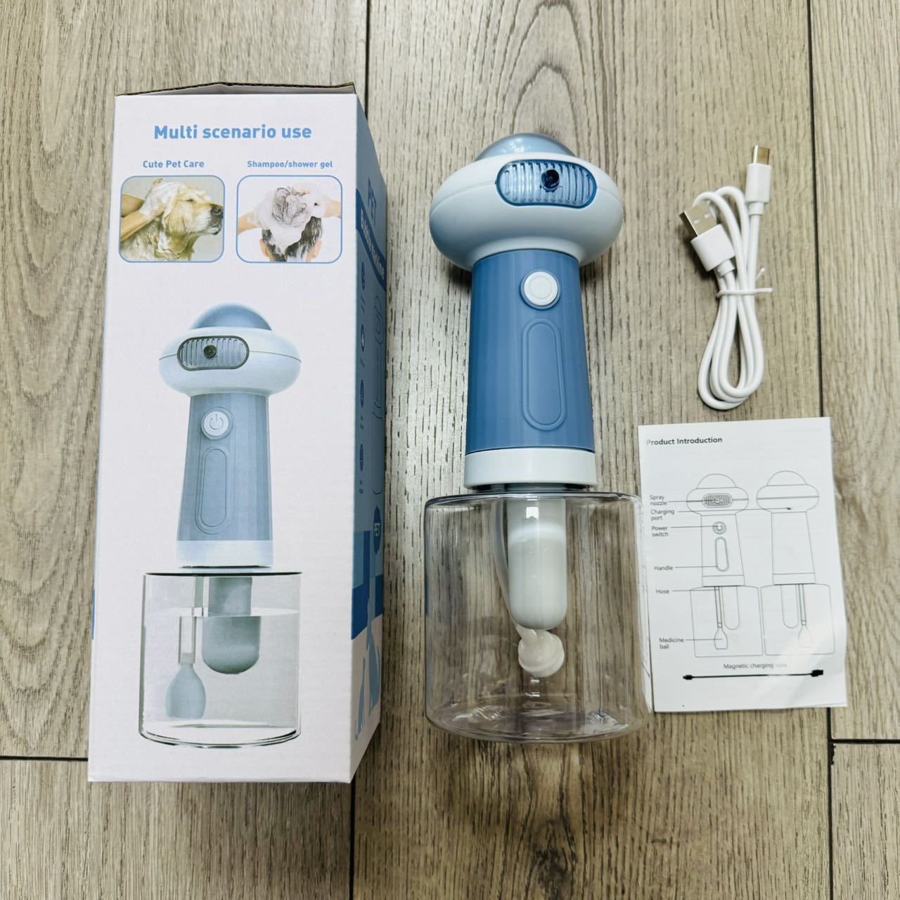 Automatic Pet Shower Foaming Machine Dog Cat Bubble Bath Cleanser Grooming Tool