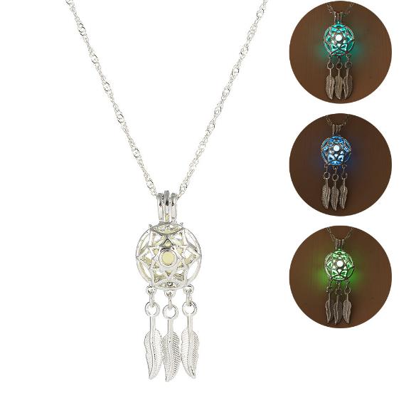 Dream Catcher Luminous Dangle Pendant Necklace Glow In The Dark Jewellery