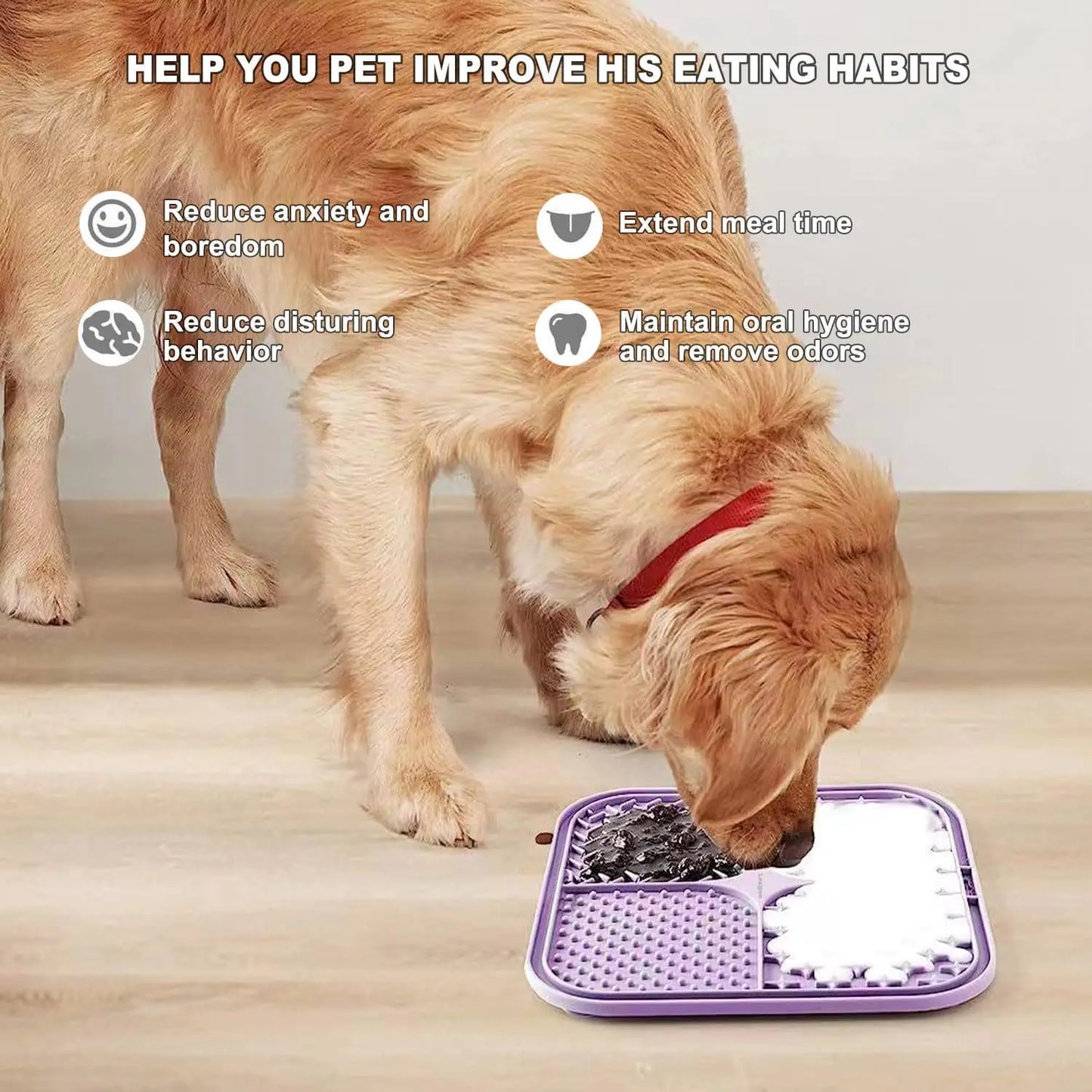 Silicone Pet Licking Mat Slow Feeder Suction Cup Anti-Choke Dish Dog Cat Bowl