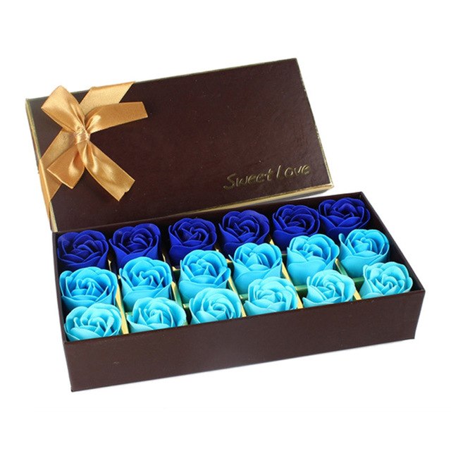 Rose Soap Flower Gift Box 18 Piece Elegant Ribbon Wedding Birthday Unique Gift
