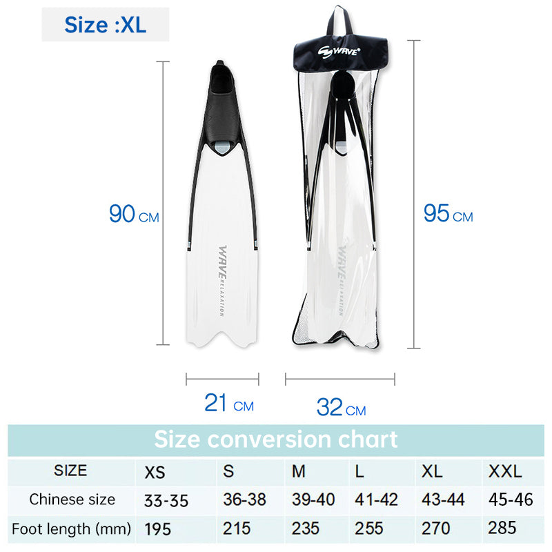 Professional Long Freediving Fins Snorkeling Spearfishing TPR PP Anti Skid Gear