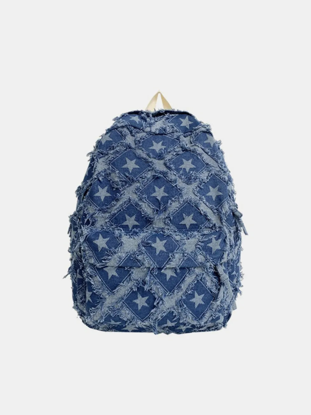 Star Denim Backpack Distressed Frayed Edge Casual Medium School Rucksack Bag