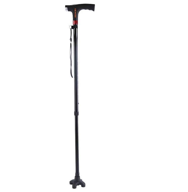 Adjustable Smart Walking Cane Elderly LED Safety Light Alarm Radio Grip Handle