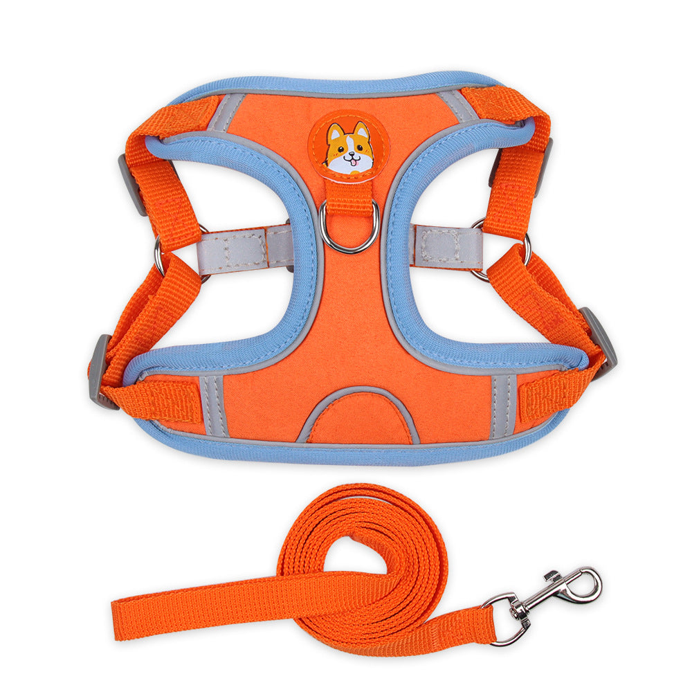 Reflective Dog Harness & Leash Set Soft Adjustable Fit Vest Small Dogs Pets