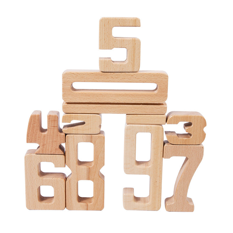 Montessori Beech Wood Digital Building Blocks Early Childhood Development Toy