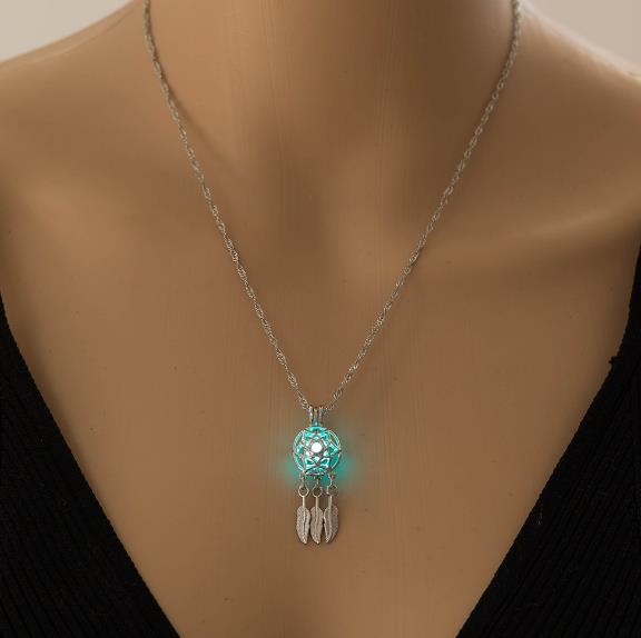 Dream Catcher Luminous Dangle Pendant Necklace Glow In The Dark Jewellery
