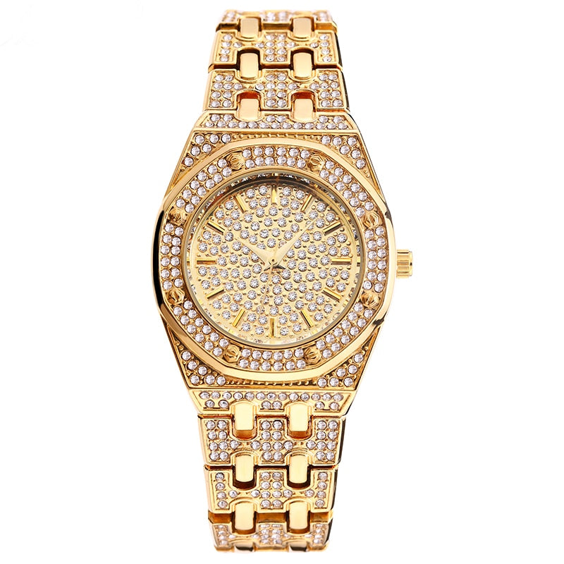 Elegant Waterproof Quartz Steel Wristwatch Women Fashion Sparkle Dress Watch