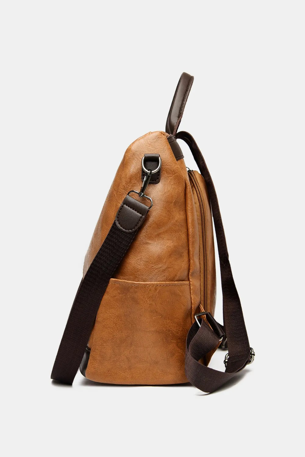 Faux Leather Backpack Zippered Pockets Adjustable Shoulder Straps Spacious Interior