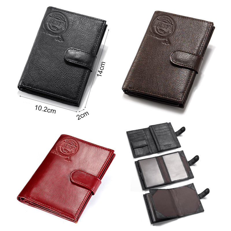 Genuine Leather Passport Wallet for Men RFID Secure Multi-Card Large Capacity Holder