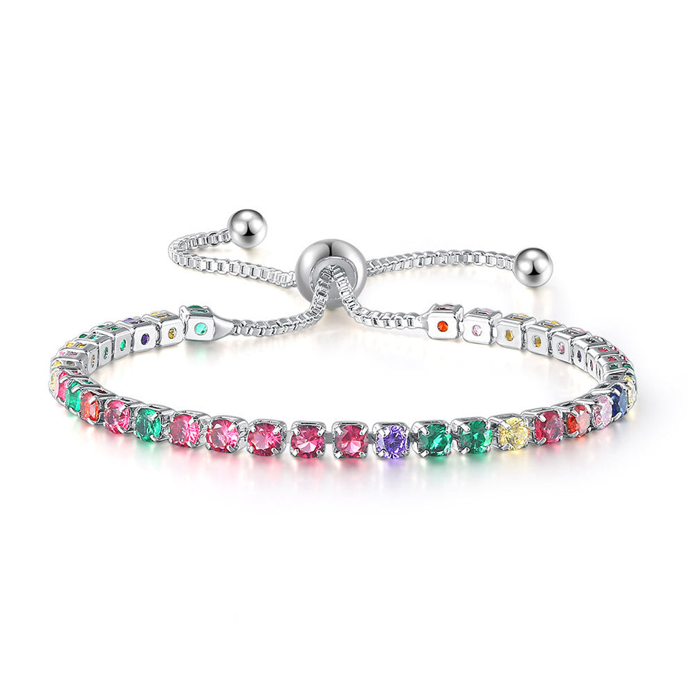 Elegant CZ Baguette Cut Crystal Adjustable Tennis Bracelet Women’s Diamond Crystals