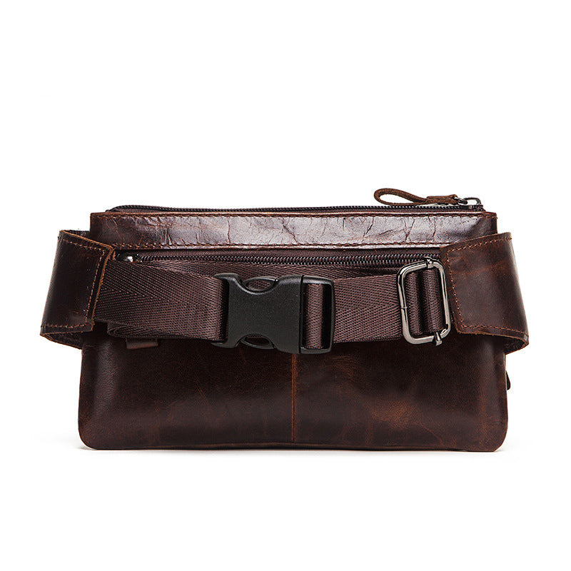 Genuine Leather Men's Waist Multifunctional Retro Chest & Messenger Bag