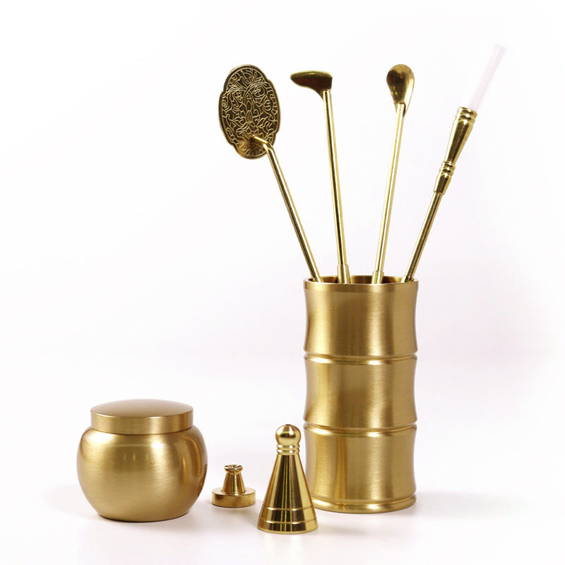 Pure Copper Incense Set with Ash Press, Burner & Seal in Elegant Gift Box Gifts