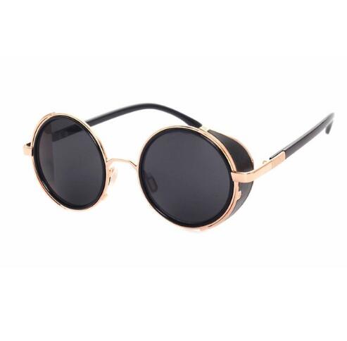 Retro Steampunk Round Sunglasses UV Unisex Alloy Frame Vintage Premium Glasses