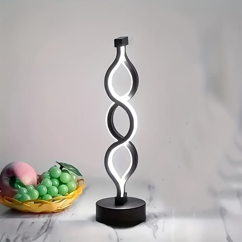 Contemporary Spiral LED Table Lamp Bedside Night Light Rechargeable Black 34.5cm