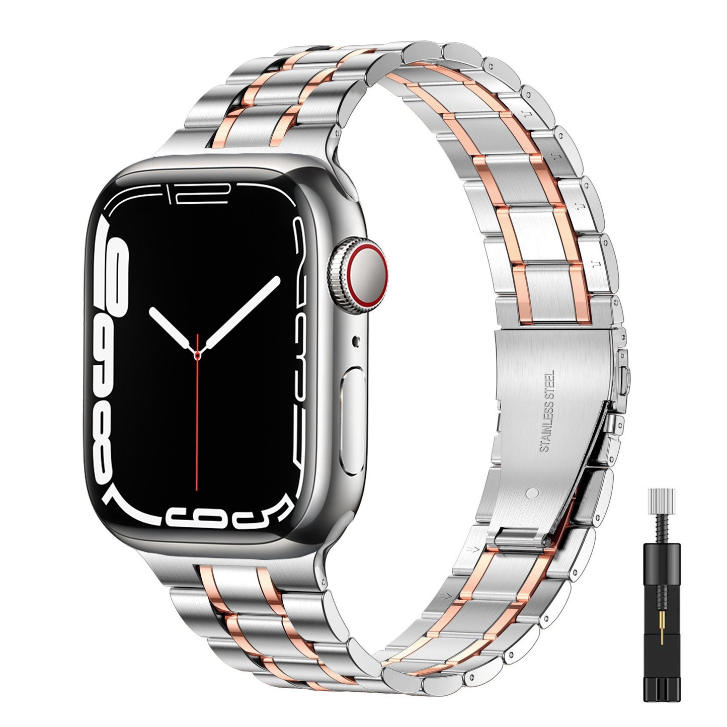 Stainless Steel Metal Strap for Apple Watch 3 4 5 6 7 8 9 Ultra Silver Rose Gold