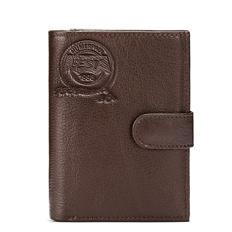 Genuine Leather Passport Wallet for Men RFID Secure Multi-Card Large Capacity Holder