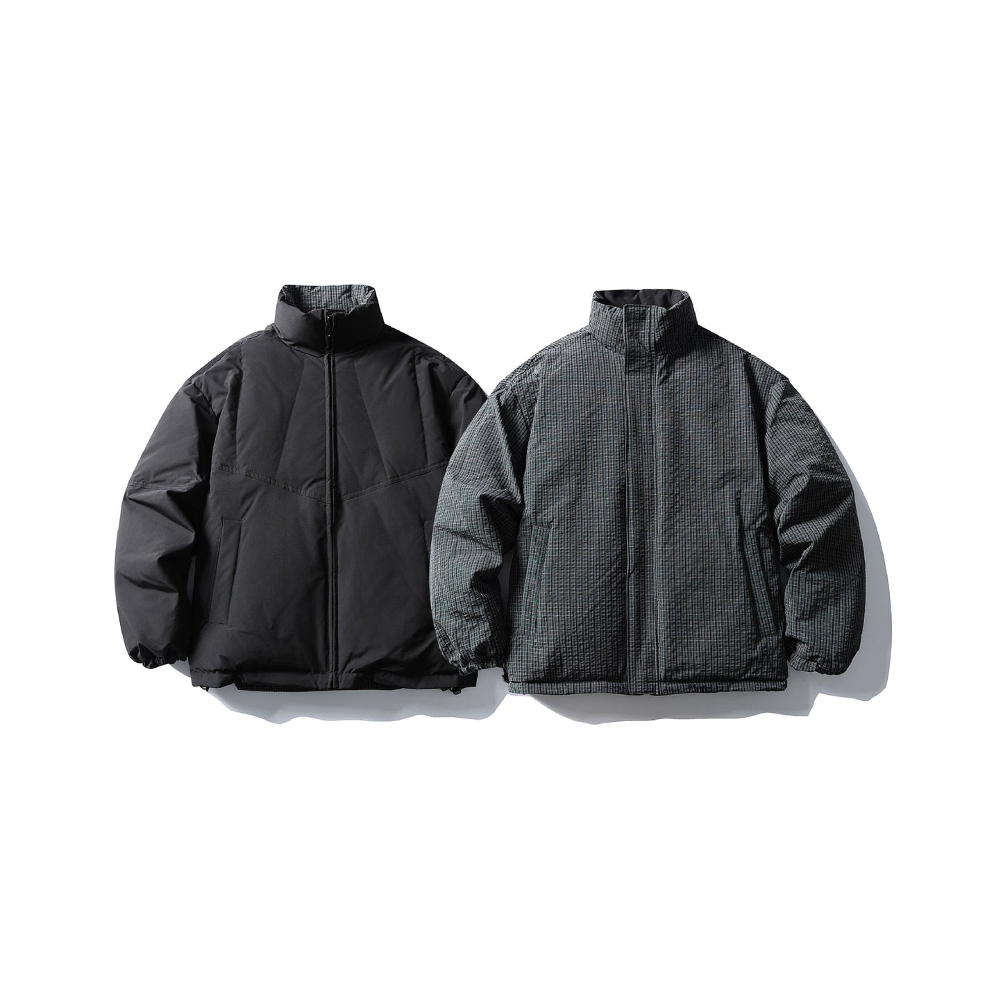 Men's Reversible High Collar Puffer Jacket Winter Coat with Durable Loose Fit