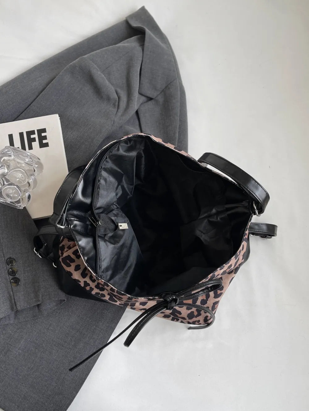 Leopard Print Crossbody Shoulder Bag Adjustable Strap Versatile Design Lightweight