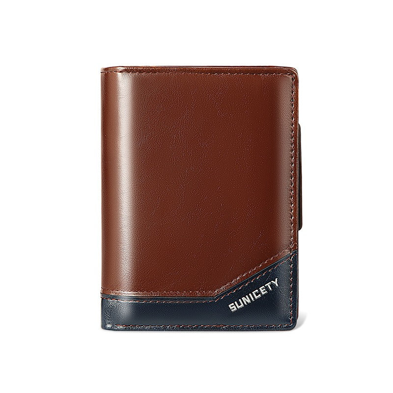Men's RFID-Blocking Faux Leather Wallet Zip Closure Multi-Slot Secure Storage