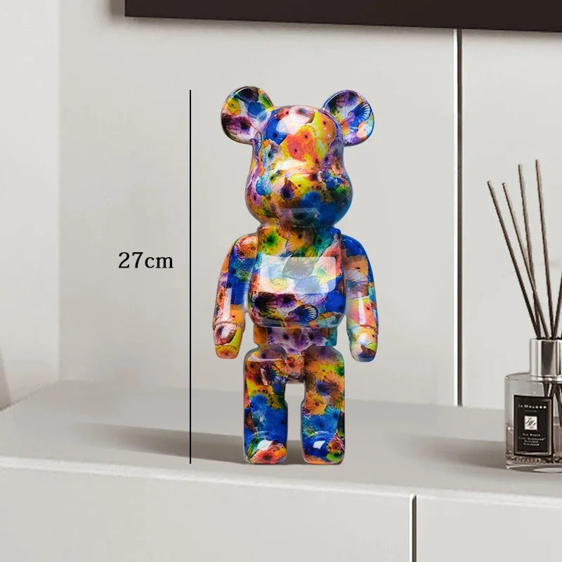 Graffiti Bear Resin Sculpture Unique Desktop Decorative Item 27cm Collectible