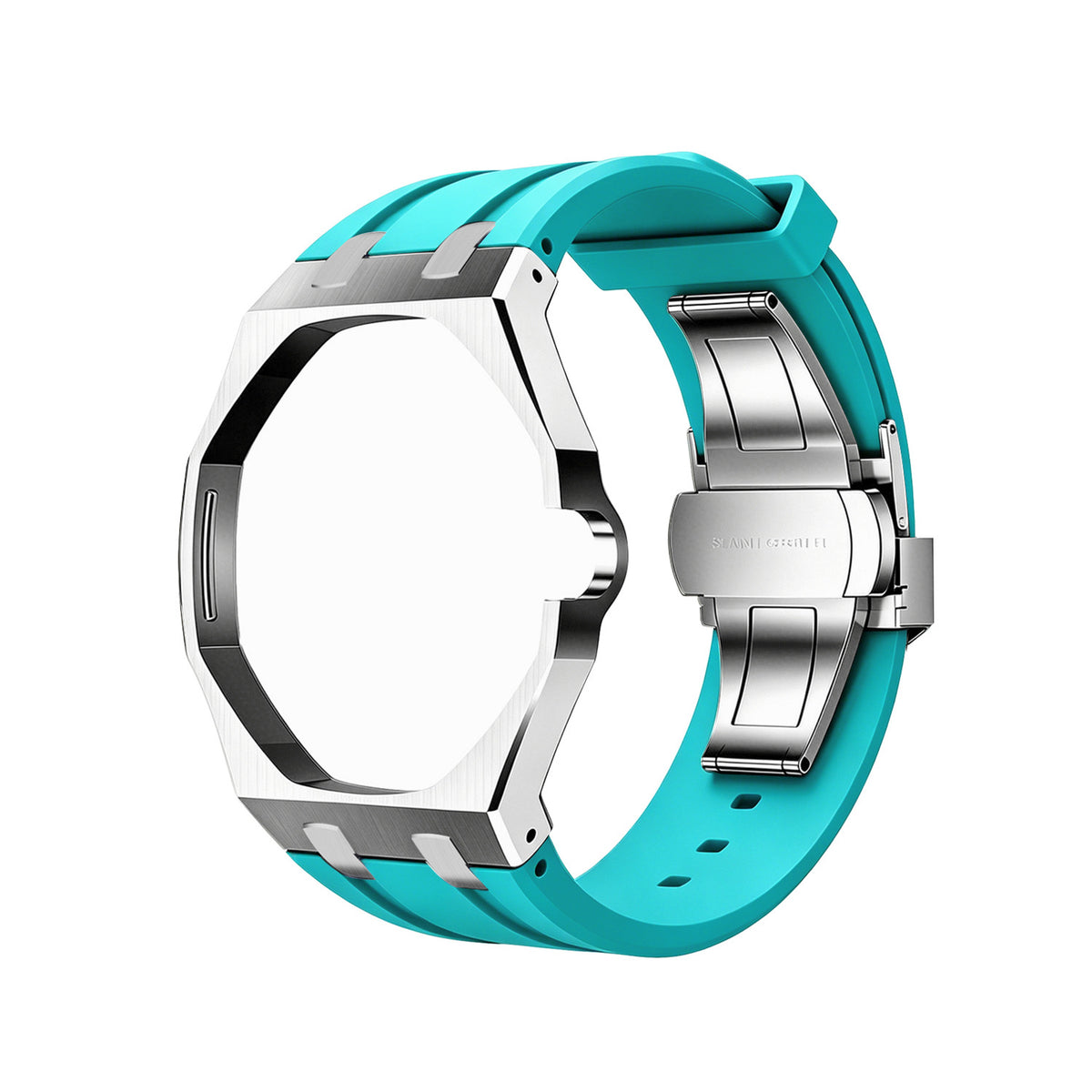 For AP x Swatch Royal Pop Metal Case Silicone Strap 3 12 Crown Steel Clasp