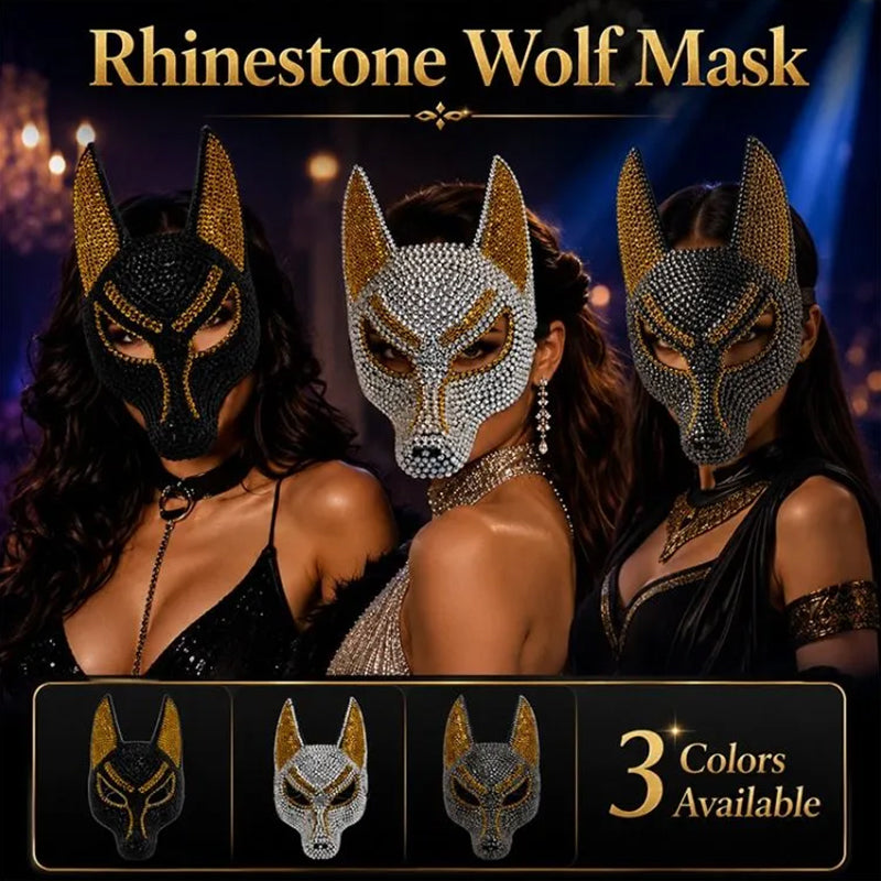 Full Face Anubis Mask Rhinestone Embellished Elastic Strap Halloween Masquerade