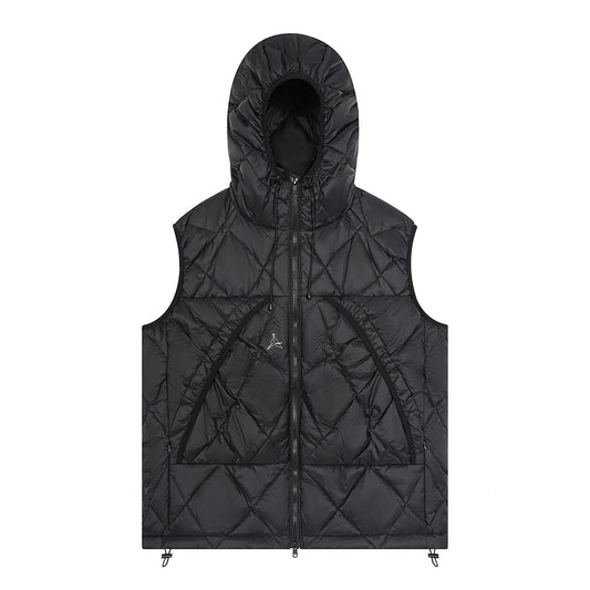 Men's Insulated Hooded Winter Vest - Thick Down Padding for Outdoor Activities
