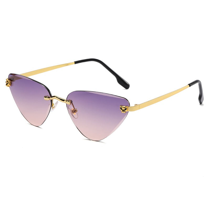 Women's Rimless Cutaway Sunglasses with UV400 Protection and Lightweight Design