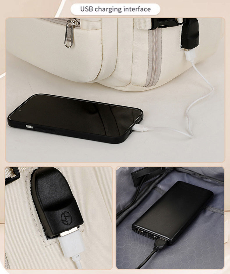 Large Capacity Business Travel Backpack Durable Multiple Pockets USB Interface