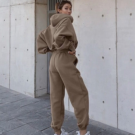 Women's Hooded Sweatshirt Pants Sportswear Set Loungewear Daily Essentials Warm