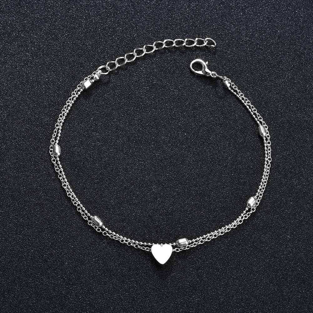 Multi-Layer Beaded Heart Chain Anklet Women's Jewellery Peach Gift