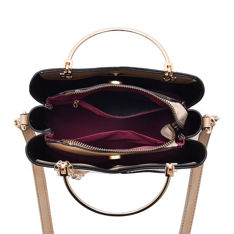 Korean Style Colour Block Trendy Women Handbag Spacious Large Storage Capacity