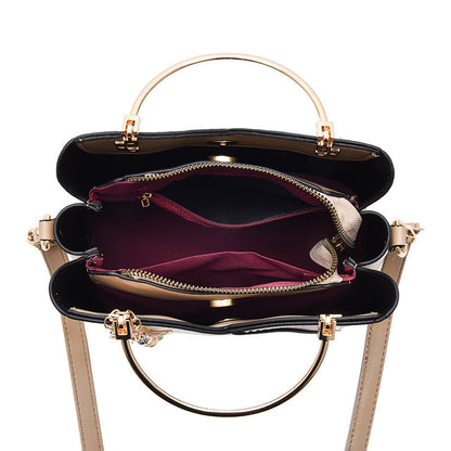 Korean Style Colour Block Trendy Women Handbag Spacious Large Storage Capacity