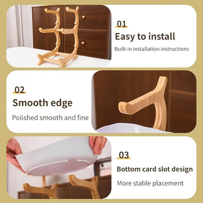 Bamboo Multi-Level Kitchen Fruit Storage Ventilated Countertop Organizer Stand