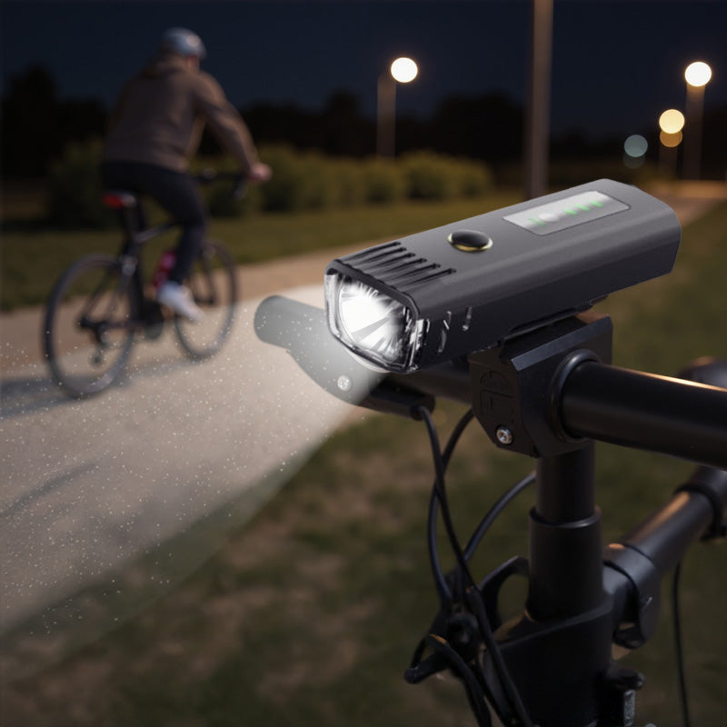 LED Bike Headlight and Taillight Set, Mountain Cycling Headlamp, Light Sensor