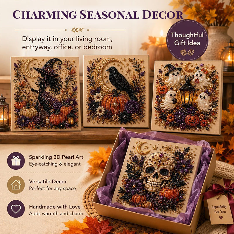 Diamond Art Kit Full Drill Halloween Ghost Crow Cat Pumpkin Skull Wall Decor