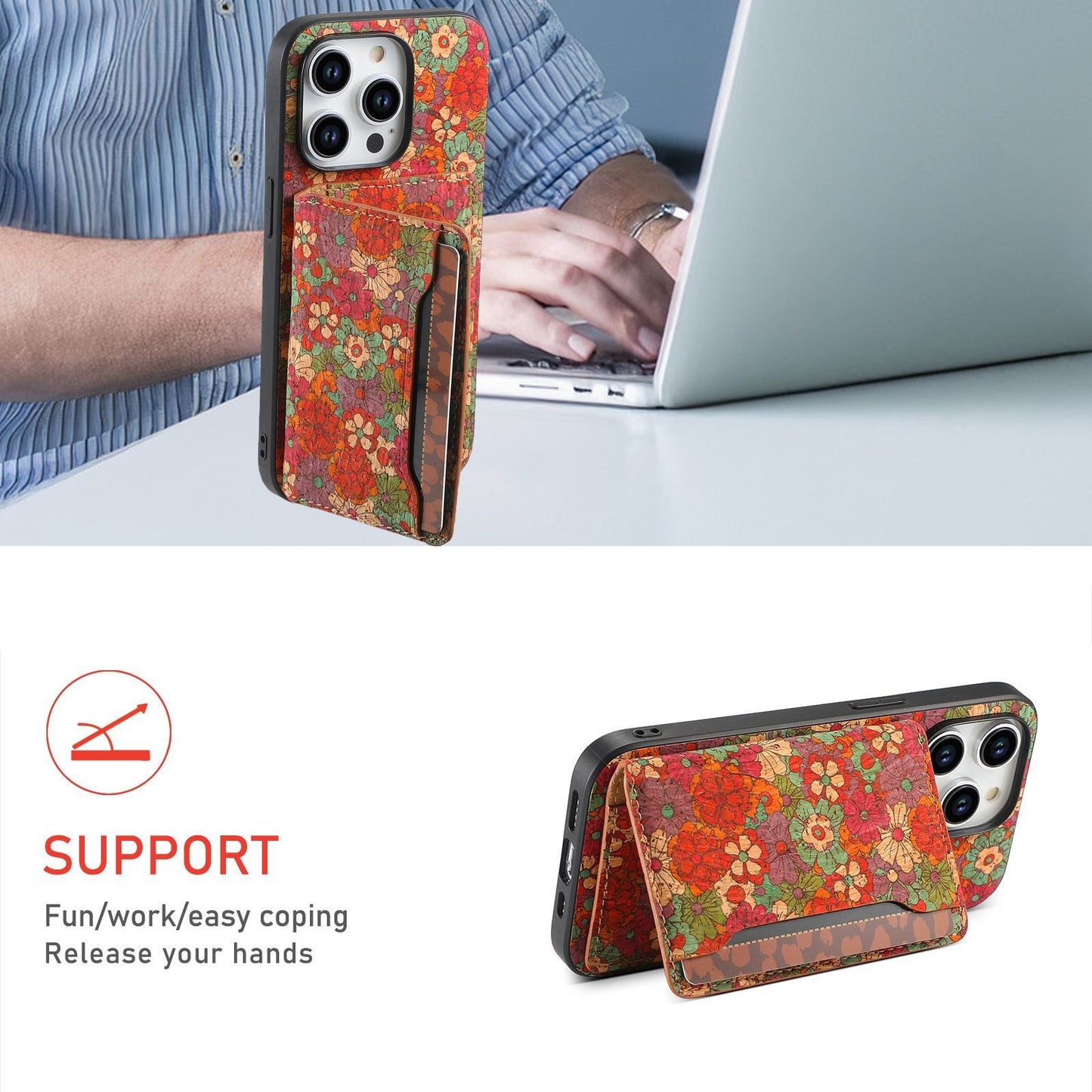 For iPhone 17 16 15 13 12 11 Pro Max Durable Faux Leather Wallet Case Card Slots Stand