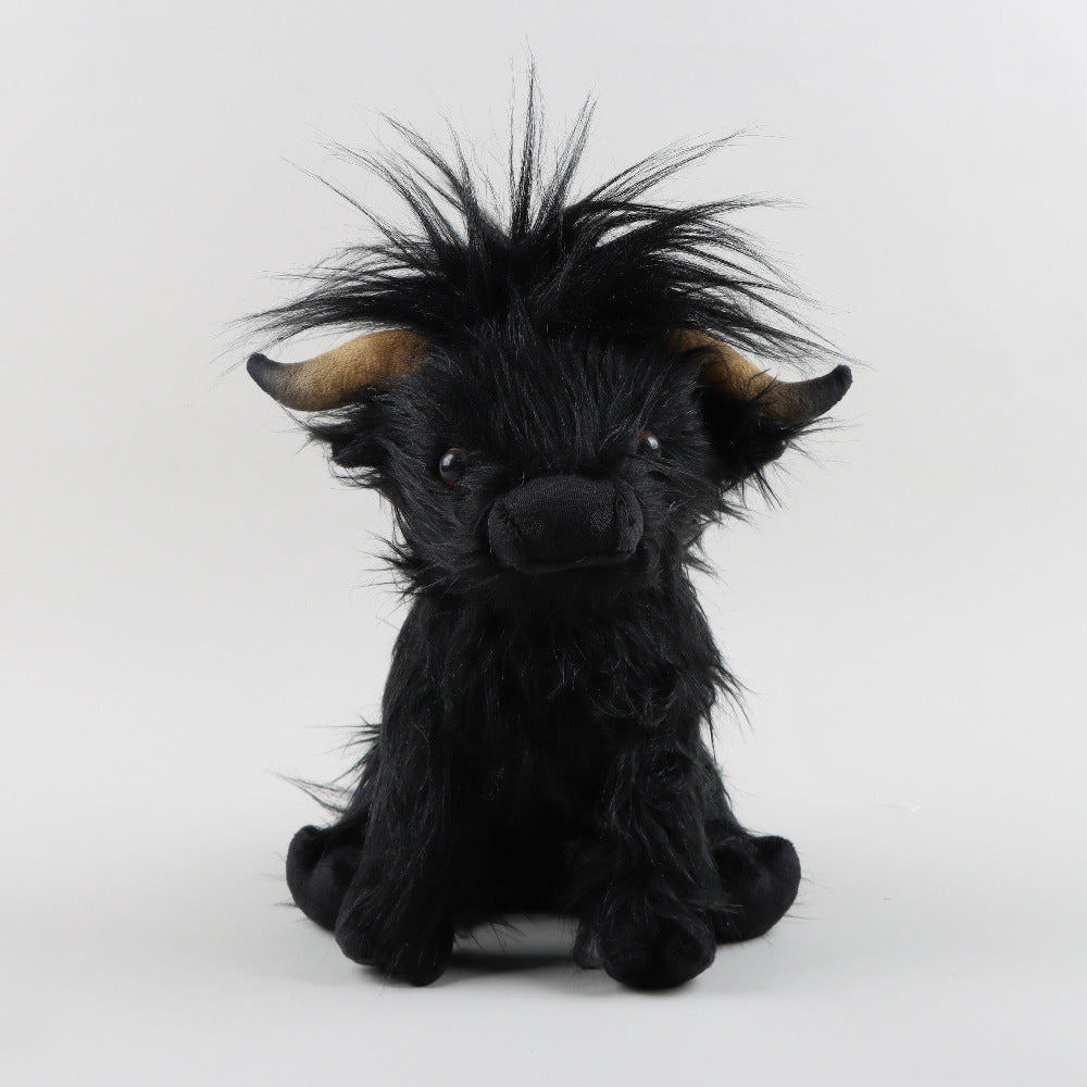 Highland Cow Plush Toy 25cm Realistic Shaggy Fur Soft Toy Durable Bedroom Decor