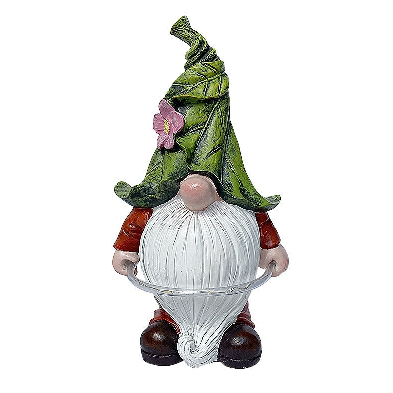 Solar Powered Resin Garden Gnome with Hula Hoop, Outdoor Decorative Statue Light