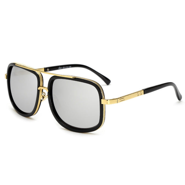 Mens Square Sunglasses Polarised Lens Lightweight Alloy Frame 65mm Protection
