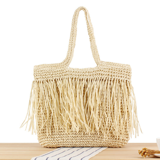 Handwoven Crossbody Tassel Bag Spacious Stylish Versatile Shoulder Purse Lightweight
