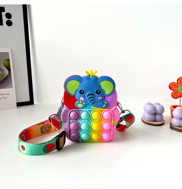 Silicone Pop Fidget Toy Bag Cartoon Animal Small Crossbody Backpack Coin Purse