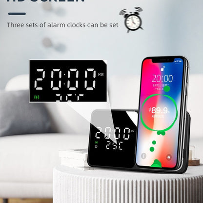 15w Wireless Charging Phone Stand Alarm Clock Temperature Display Black Or White