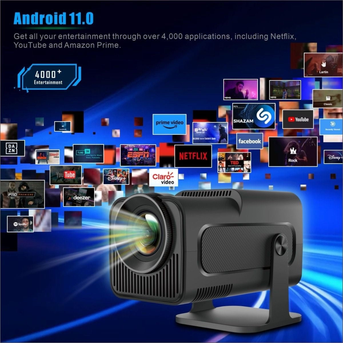 HY320 Mini Ultra HD 720P Android 11 Smart Home Projector Exceptional Quality 60W