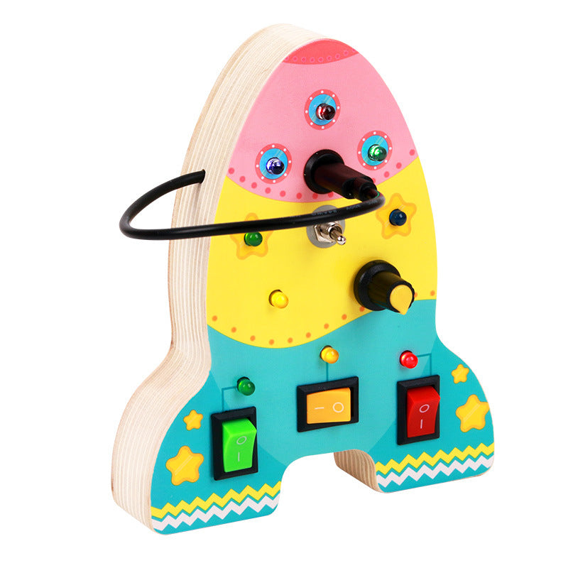 Rocket Busy Board for Kids Educational Wooden Toy Switches Lights 36+ Months