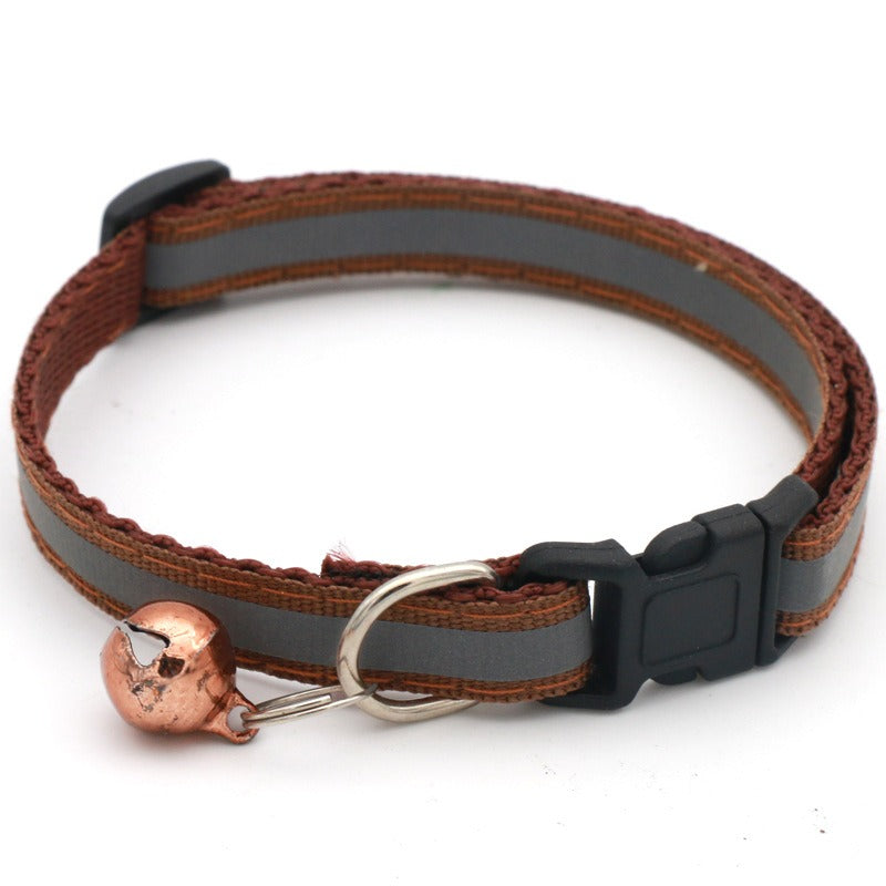 Adjustable Reflective Pet Collar with Bell Luminous Cat & Dog Collar | 19-32cm