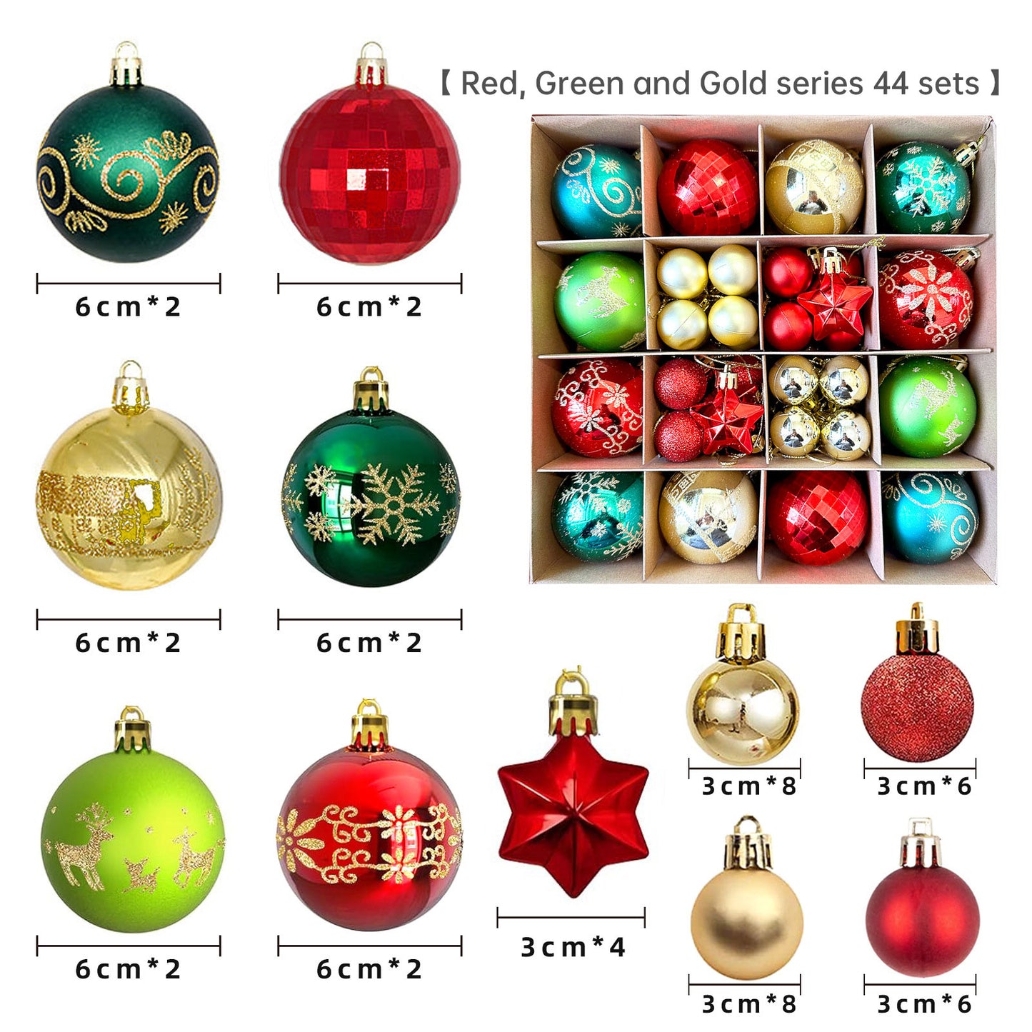 Christmas Tree Ornament Set Premium Bulk Pack Collection Assorted Designs Xmas