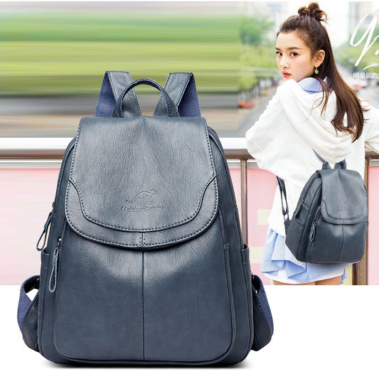 Women's Waterproof Faux Leather Backpack Durable Anti-Theft Travel School Bag