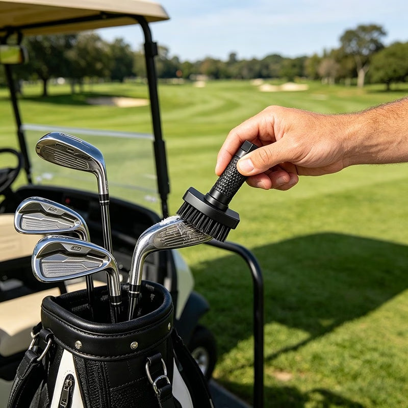 Magnetic Golf Brush Groove Cleaner Quick Release Pocket Clip Black Carabiner